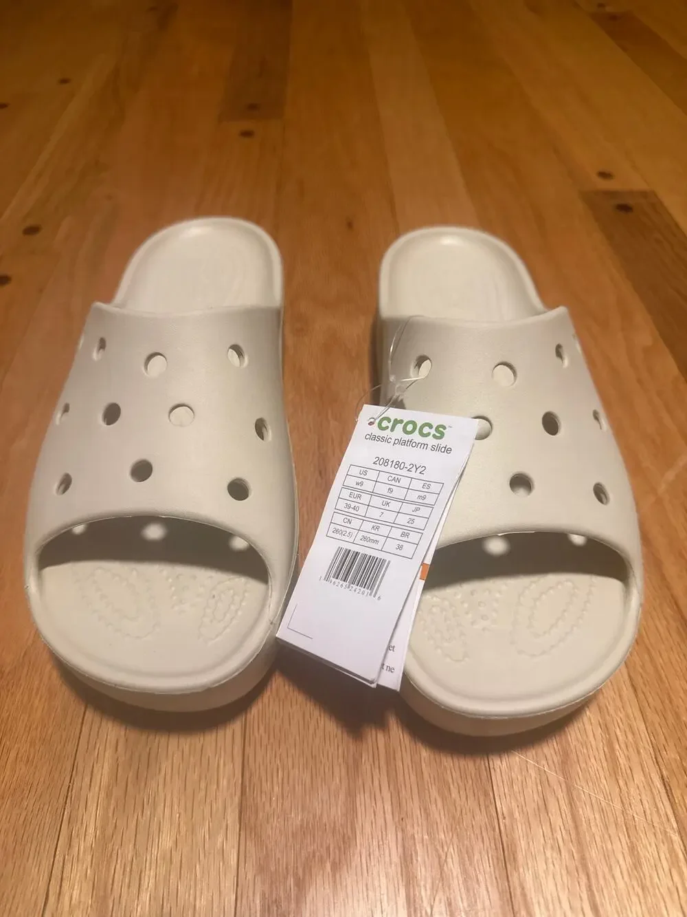 NEW Crocs Classic Platform Slide Bone Beige Sandals Women's Sz 9 208180-2Y2